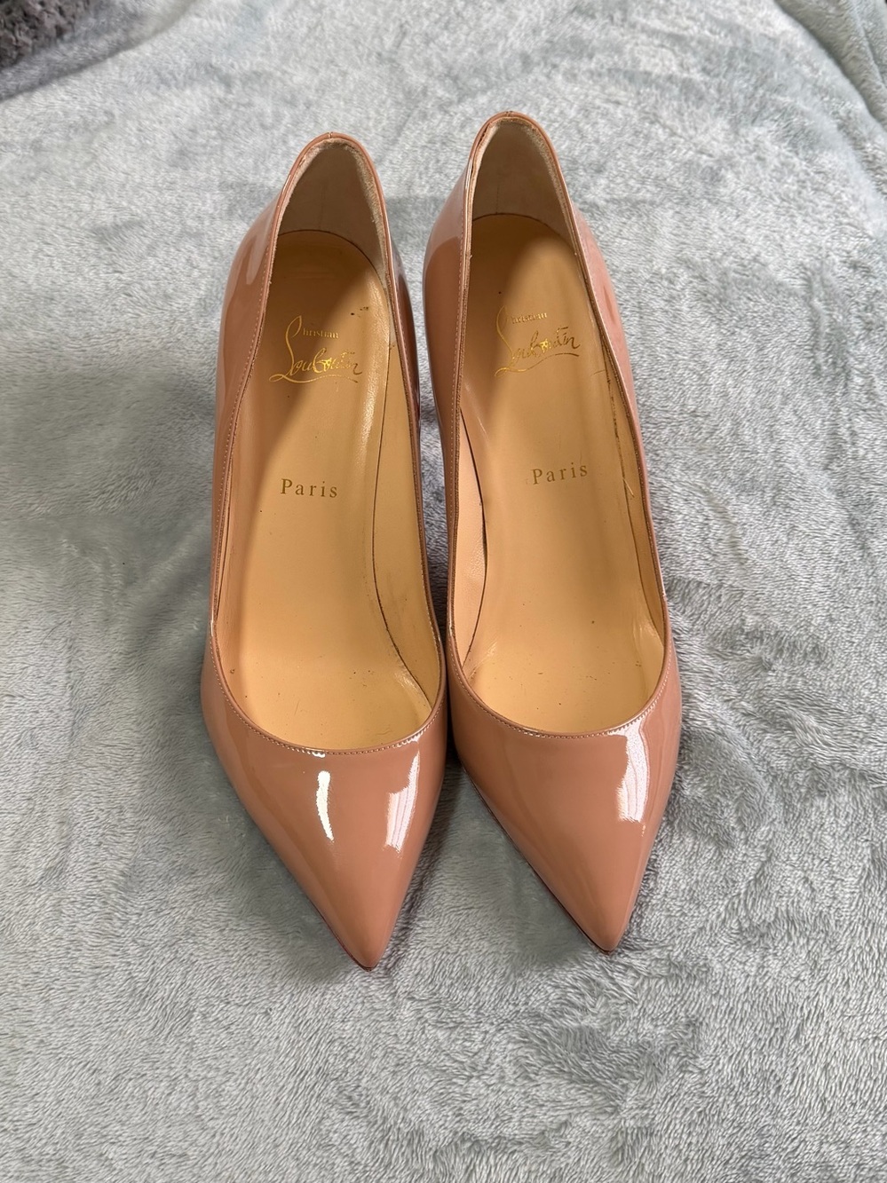 Christian Louboutin Blush Patent Pointed-Toe Pumps